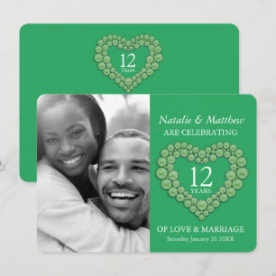 Convite Coração de contas verde-jade para 12º aniversário 