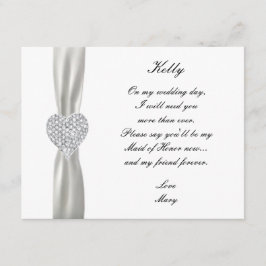 Convite Coração de Diamante Casamento Branco Carta de Dama