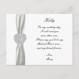 Convite Coração de Diamante Casamento Branco Carta de Dama