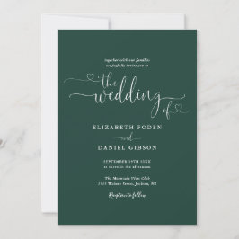 Convite Coração de Esmeralda Simples Foto Script Casamento