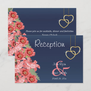 Convite Coração de Ouro e Flores de Coral - Recepção