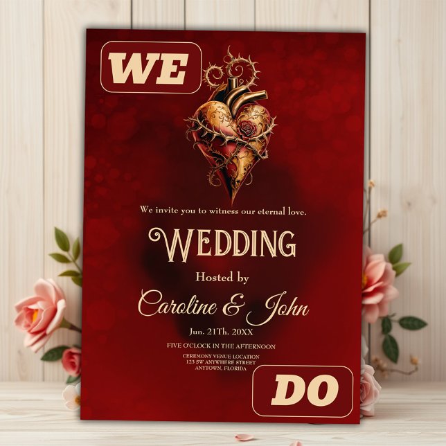 Convite Coração de paixão romance e amor. (Criador carregado)