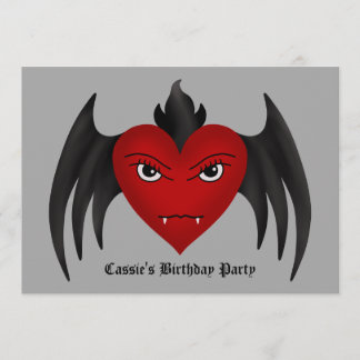 Convite Coração de vampiro gótico e bonito, todas as ocasi