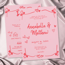 Coração Desenhado à Mão Cor-de-Rosa Casamento Capr