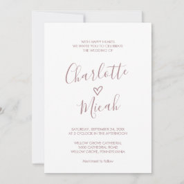 Convite Coração Desenhado à Mão | Rosa Esbranquiçada O Cas