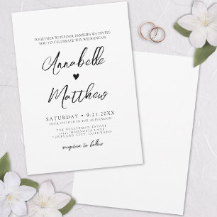 Convite Coração Desenhado à Mão Simples Elegante Casamento