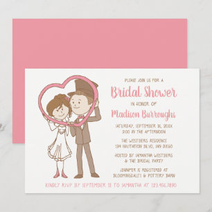 Convite Coração do Chá de panela cor-de-rosa de um quar