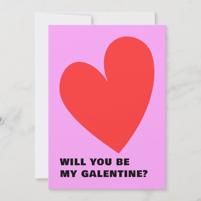 Convite Coração do Dia da Galentina Rosa e Vermelha (Frente)