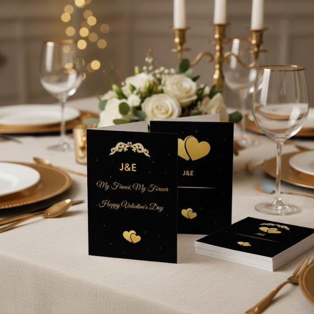Convite Coração Dourado Elegante e V Personalizado com Gra (Criador carregado)