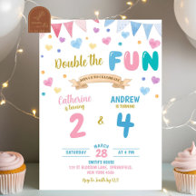 Coração Dupla Celebração Menino Menina Aniversário