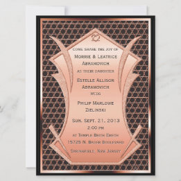 Convite Coração e Alma Art Deco em Cobre - Casamento Judai