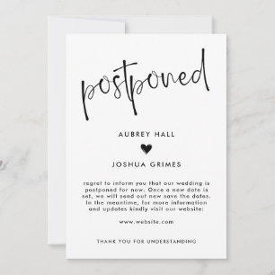 Convite Coração e Caligrafia Casamento Adiado