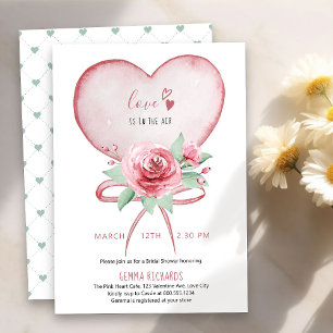 Convite Coração e Rosas O Amor Está no Ar Chuveiro de Noiv