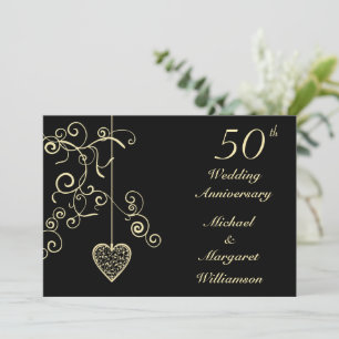 Convite Coração Elegante Bodas de Ouro
