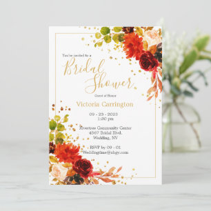 Convite Coração Floral Laranja Elegante Personalizar Bri