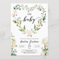 Coração Floral Oh Chá de fraldas Invitation Girl B
