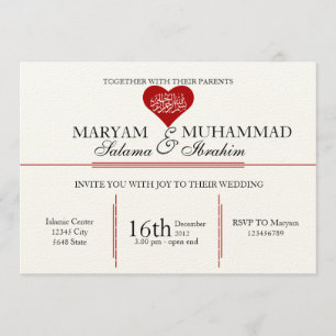 Convite Coração islâmico do vermelho do noivado do