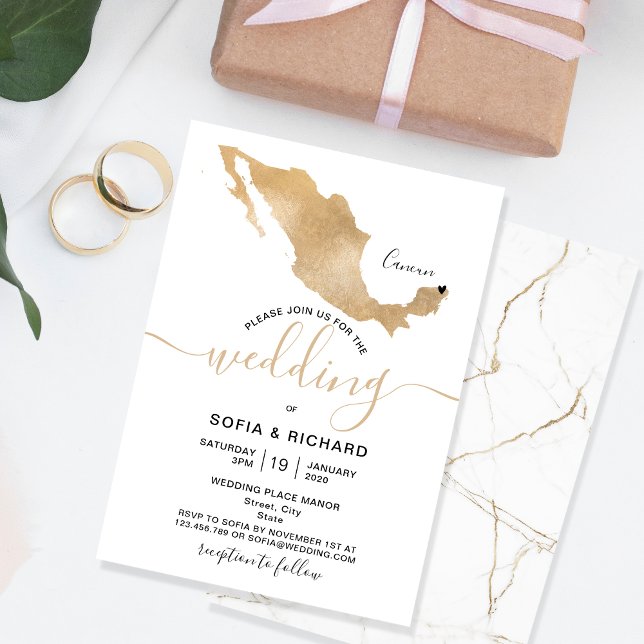 Convite Coração Móvel Destino de Casamento México  (Criador carregado)