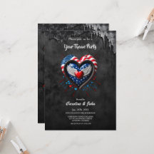 Coração nas cores da bandeira americana.