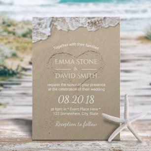 Convite Coração no Casamento da Praia de Sand Summer
