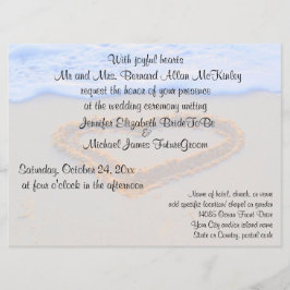 Convite Coração no casamento de praia da areia