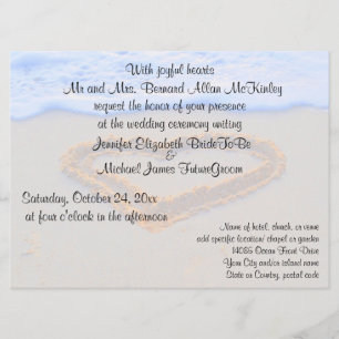 Convite Coração no casamento de praia da areia