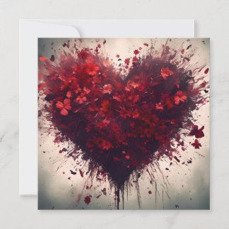 Convite Coração Preenchido com Flores Vermelhas Queimadas