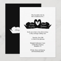 Coração Preto e Branco & Cisnes Casamento Minimali