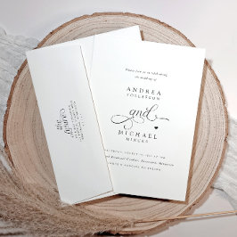 Convite Coração Romântico Elegante Tudo em Um Casamento de