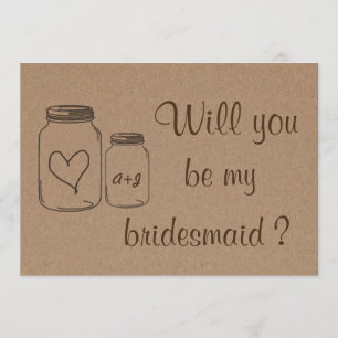 Convite Coração rústico de Masonjar você será minha dama