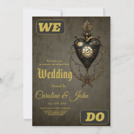 Convite Coração Steampunk,