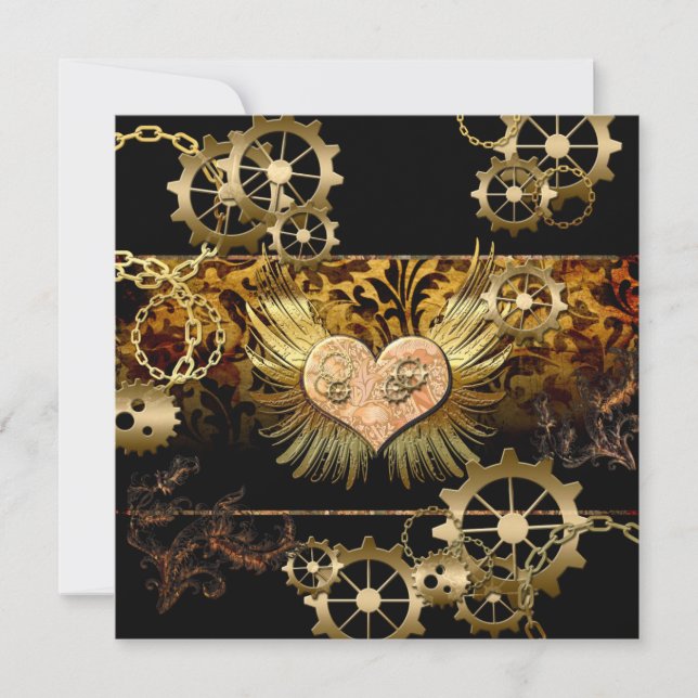 Convite Coração Steampunk (Frente)