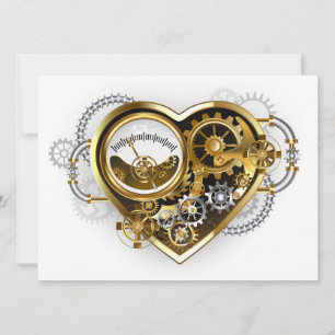 Convite Coração Steampunk com Manômetro