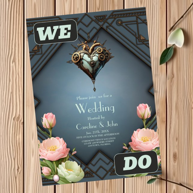 Convite Coração steampunk fascinante (Criador carregado)