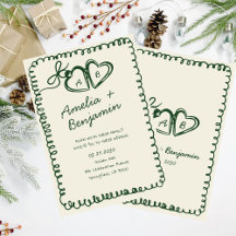 coração verde desenhado à mão Casamento Caprichoso