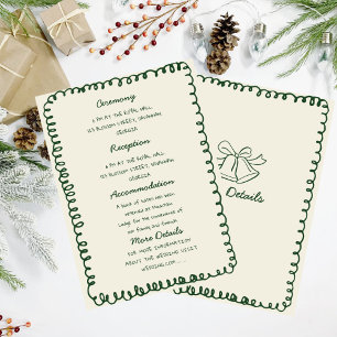 Convite coração verde desenhado à mão Detalhes do casament