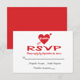 Convite Coração Vermelho RSVP Casamento Moderno, Chá de No