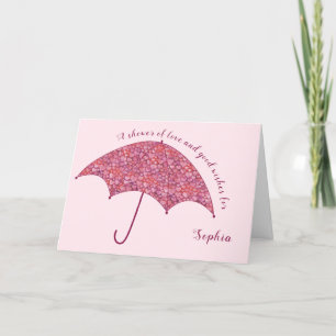 Convite Corações Adicione um Nome Saudação de Chá de 