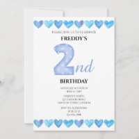 Corações Azuis de Amor Foto de 2º Aniversário