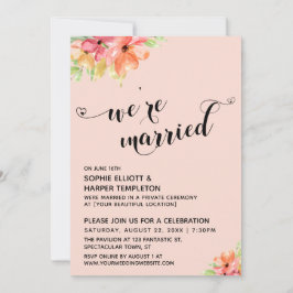 Convite Corações Casados Script Blush Boho Florais