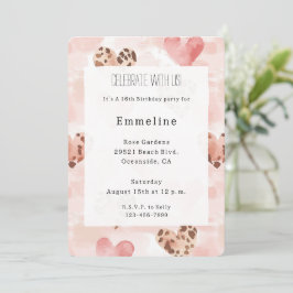 Convite Corações cor-de-rosa Corações Leopardo Imprimir An