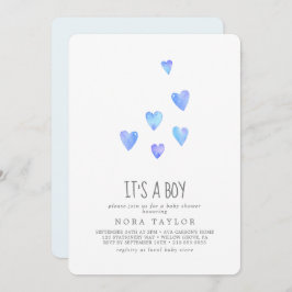 Convite Corações d'água É um Chá de fraldas