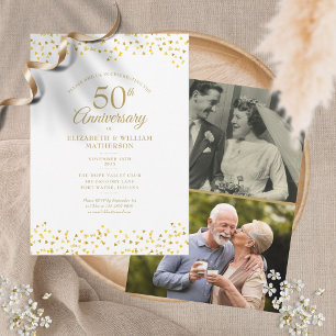 Convite Corações de Amor de Aniversário de Ouro de 50 anos