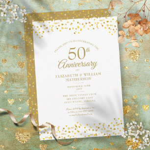 Convite Corações de Amor do Ouro de 50 anos