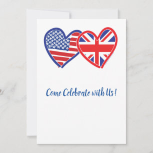 Convite Corações de amor dos EUA e Union Jack