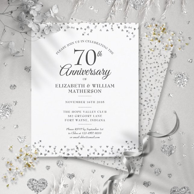 Convite Corações de Aniversário de 70 anos do Orça (Budget 70th Anniversary Hearts Invitation)