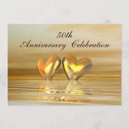 Convite Corações de Aniversário de Ouro
