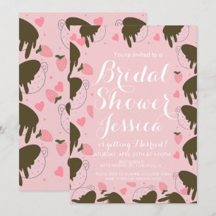 Convite Corações de Café Gotejantes de Chocolate de Morang