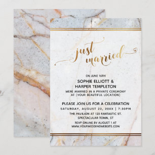 Convite Corações de Caligrafia do Recem casados Marble D