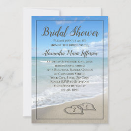 Convite Corações de Casamento de Praia no Chá de panela de